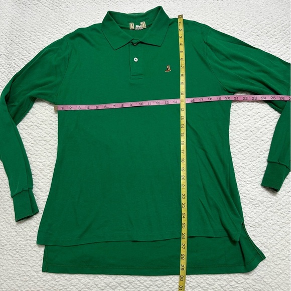 L.L. Bean Vintage Boot Green Long Sleeve Polo Shirt Men’s Size Large - Picture 3 of 7